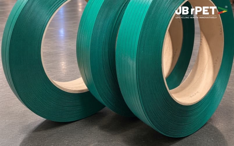 Recycled PET plastic straps for sustainable packaging and industrial applications