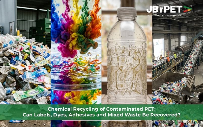 Chemical Recycling of Contaminated PET: Can Labels, Dyes, Adhesives and Mixed Waste Be Recovered?